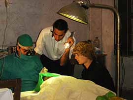 Hassan Ali and Timothy Joseph assisting in the Eye Camp surgeries
